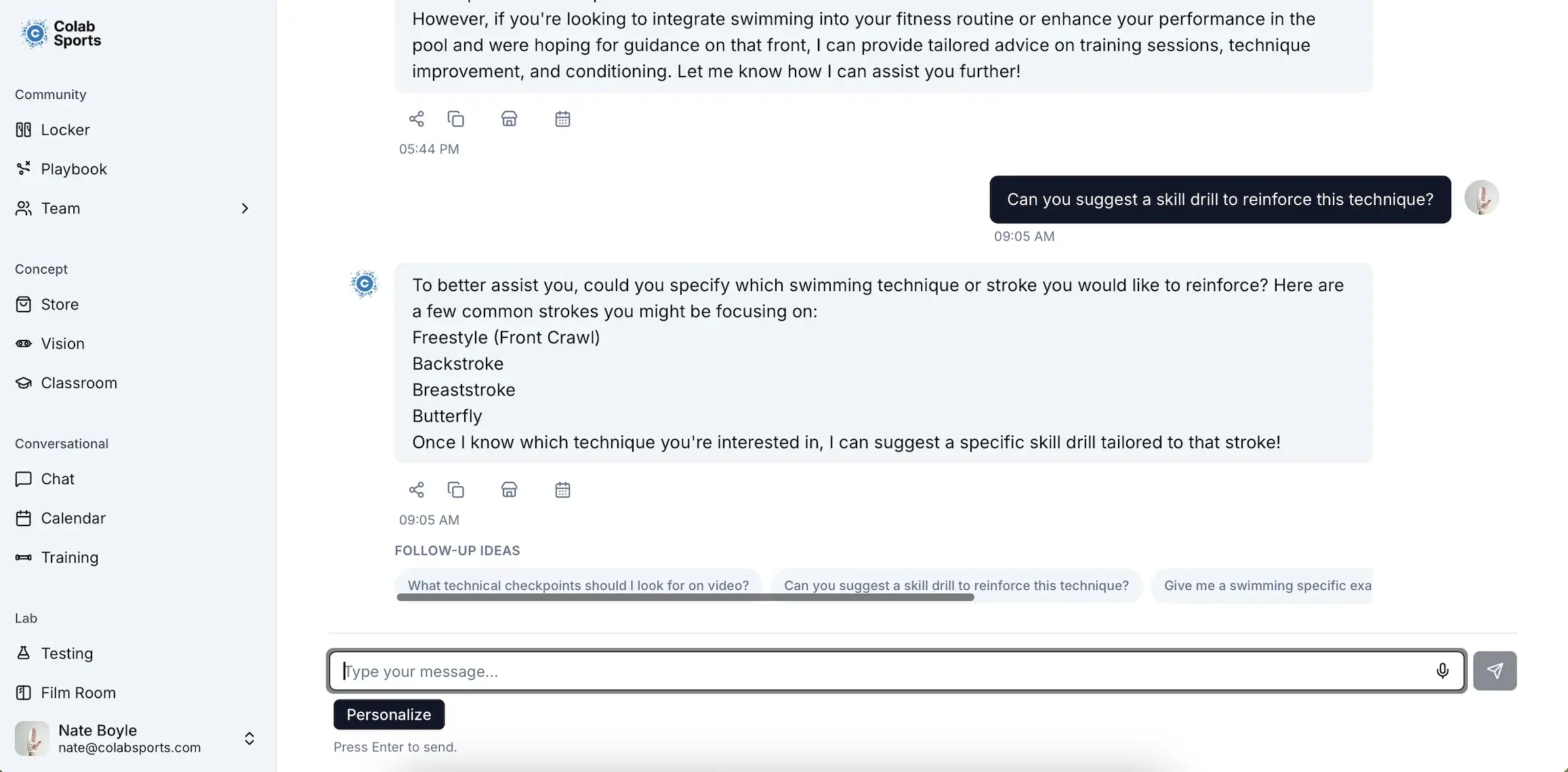 Loop∞ assistant chat in the Colab Locker