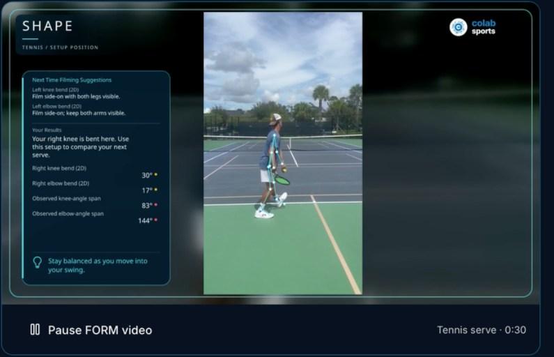 Illustrative Colab Sports FORM tennis serve review with original video and observations