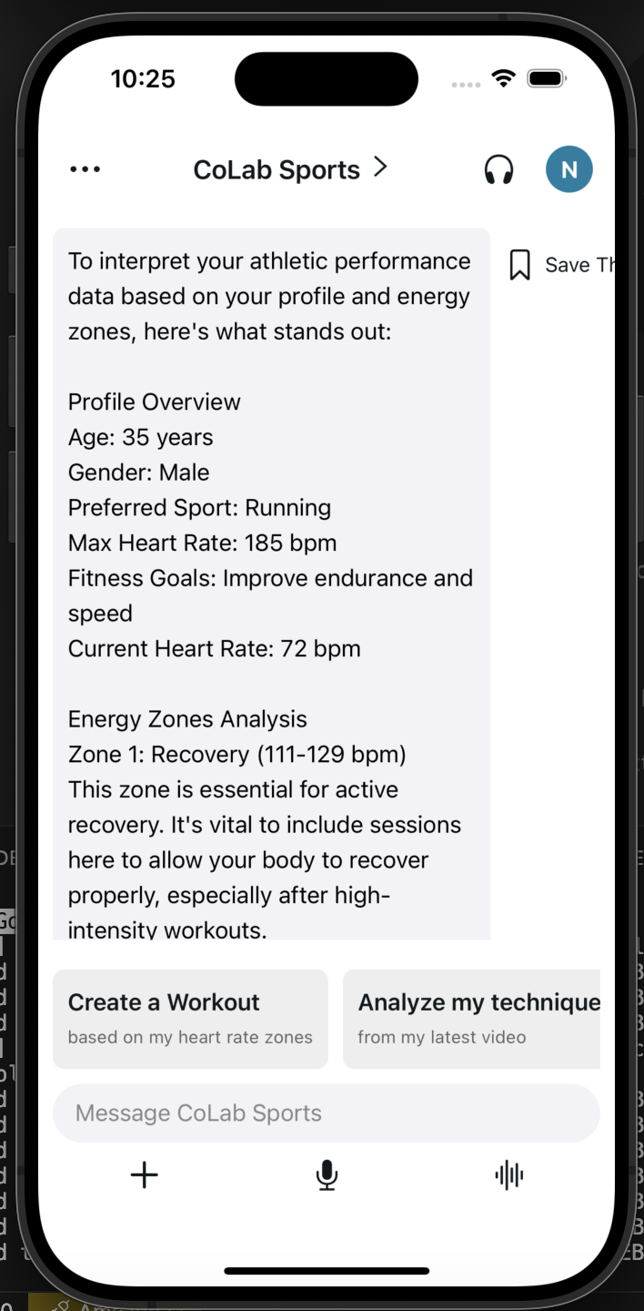 Conversational AI chat interface.